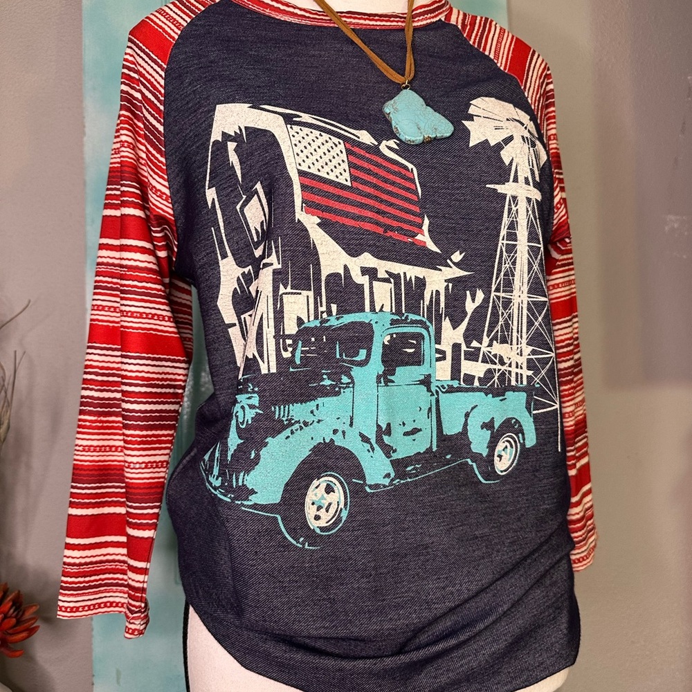 Crazy Train shirt with Turquoise Necklace